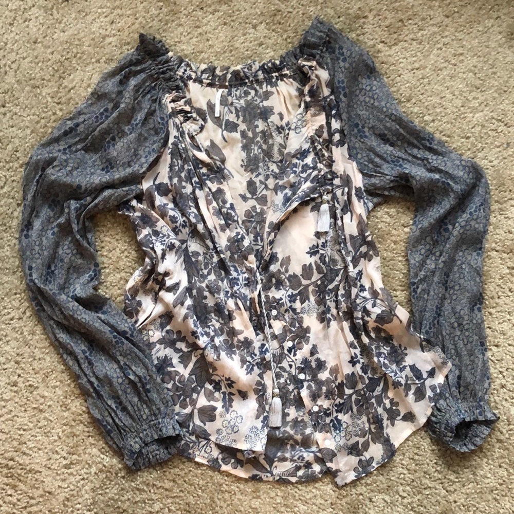 like new free people sheer blouse